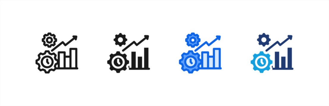 Productivity Review Performance Chart Icon multiple style collection. Vector illustration.