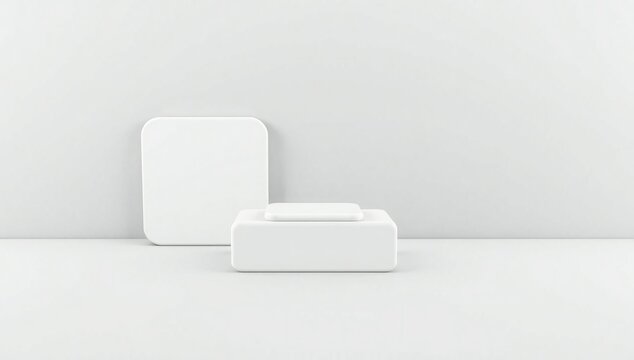 Minimalist white objects on plain background
