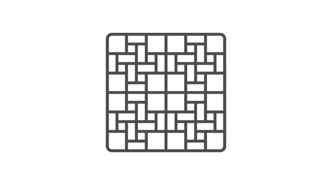 Square interlocking paving stone pattern line art illustration.