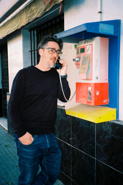 Using Old Public Payphone