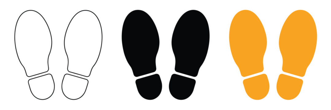 Footsteps icons colorful set social distancing stand here queue waiting vector illustration