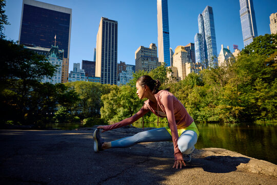 Woman exercising in Central Park, NYC