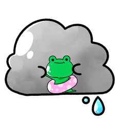 ふわふわ雨雲｜浮き輪カエル抱っこ(顔なし © AKIRA!