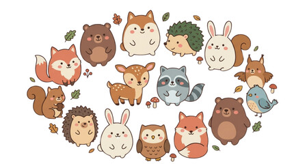 Obraz premium Cute cartoon animal faces and bodies collection
