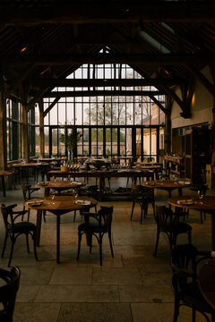 Inside an elegant dining room at Le Doyenn&eacute; country hotel