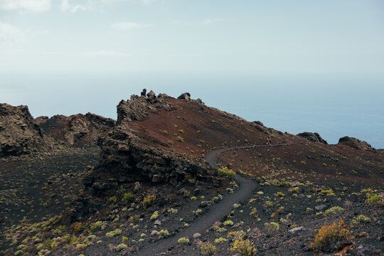 Volcanic trail to Tenegui&shy;a crater above the Atlantic