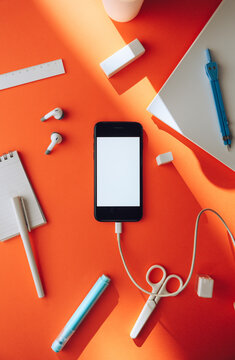 orange office desk