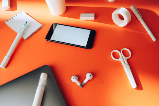 orange office desk