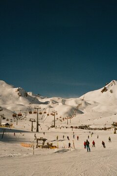 Busy ski slope