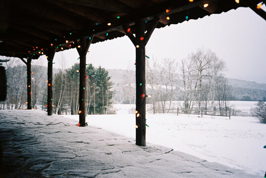 Vermont Log Cabin porch view 