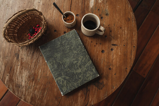 Book in wooden coffee table