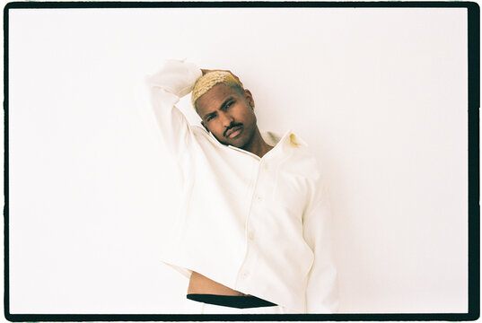 Man against white background