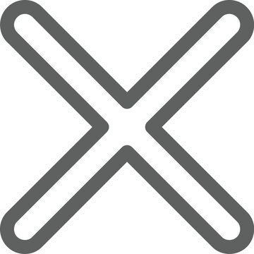 Dark grey x mark cancel or close icon with negative interface application forbidden internet responsive incorrect