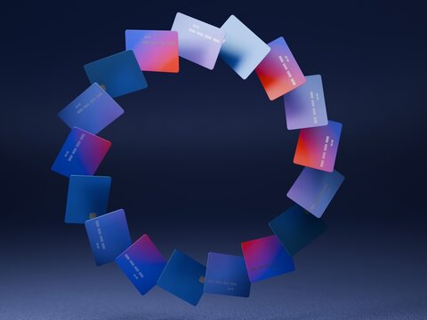 Colorful Cards in a Circle on a Dark Background