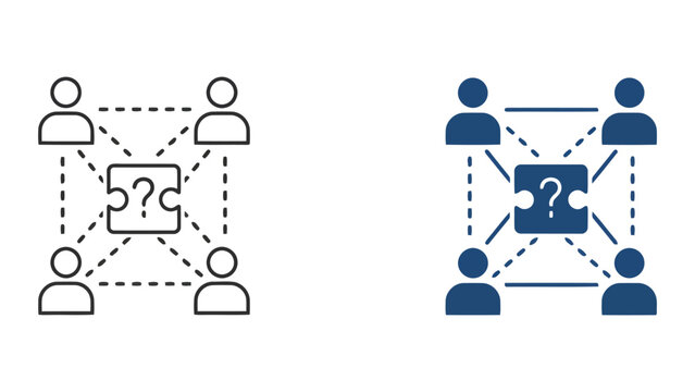 Group of people collaboratively analyzing an unresolved issue and seeking a crucial missing piece for problem resolution