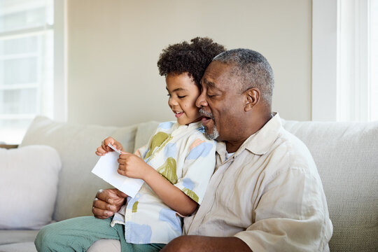 Grandfather and Grandson Bond at Home