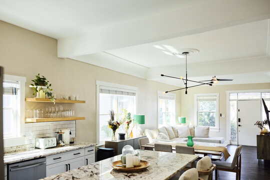 Open Kitchen and Living Area in an American House