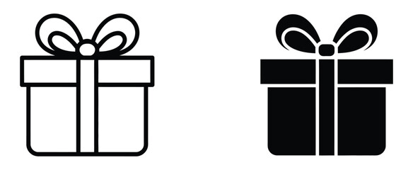 Gift box icon set with surprise present box symbols for festive events, holiday greetings, reward programs, and modern vector illustration use. © MASUD MONY