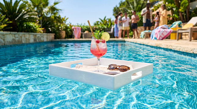 Cocktails Au Bord D&rsquo;une Piscine Tropicale