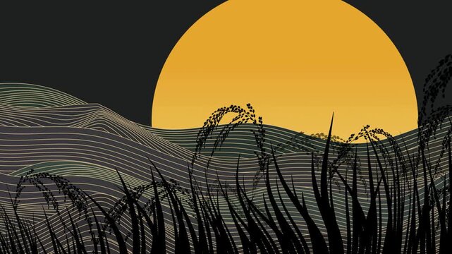 Minimalist Golden Sun Over Rolling Hills 4K