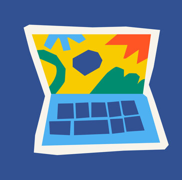 laptop with colorful abstract screen