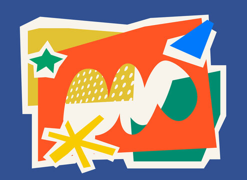 layered abstract shapes composition