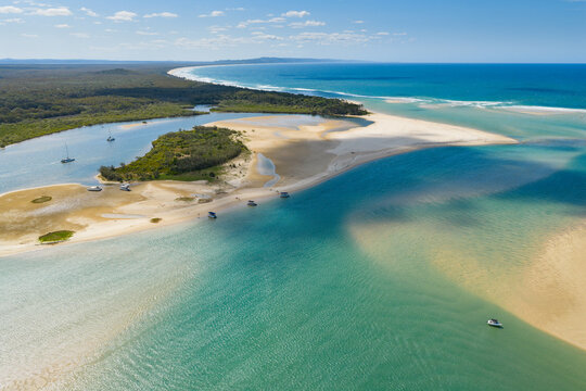 Sand bars and channels at the mouth of a coastal river