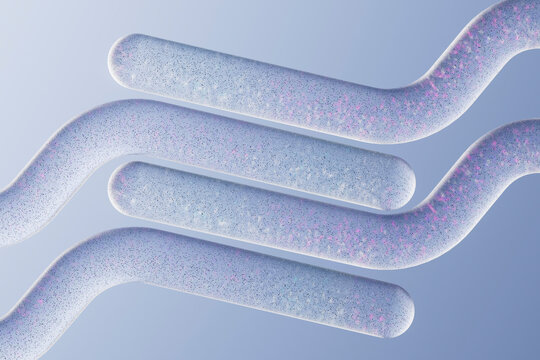 3D Render Abstract Smooth Wavy Tube Pastel Blue Gradient