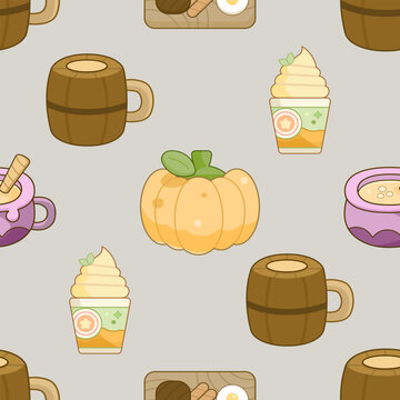 Hand drawn basic shape pattern of food board game style with eart tone color vector illustration design.