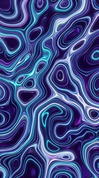 Glowing neon liquid topology abstract background with flowing purple and blue contours