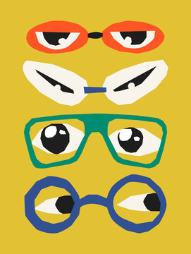 eyes with different glasses styles