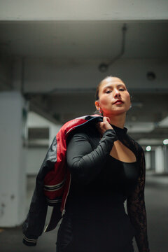 Cinematic Portrait of Latina Woman Carrying Jacket