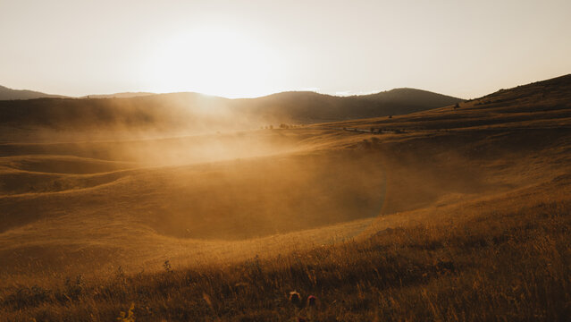 Golden Hour Over the Rolling Hills