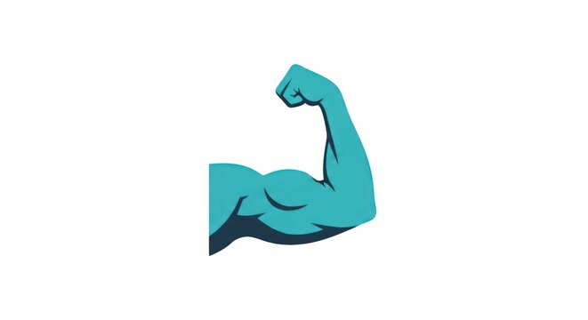 Teal silhouette of a flexing muscular bicep and arm