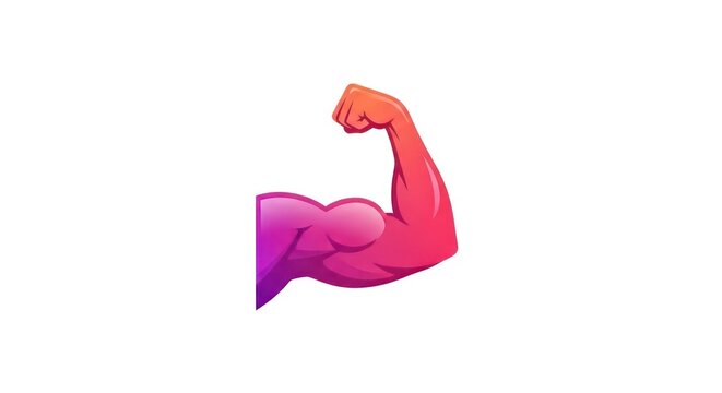 Strong arm flexing bicep with bright purple and pink gradient