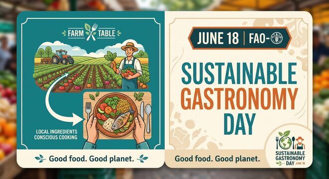 Sustainable gastronomy day poster with farm to table concept