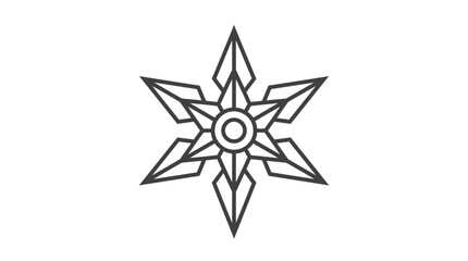 Obraz premium Ninja shuriken throwing star weapon line art illustration.