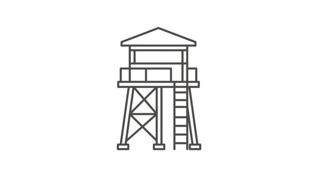 Military observation watchtower line art icon.