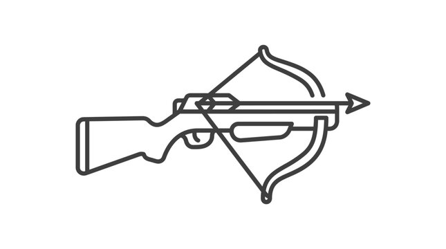 Traditional medieval crossbow weapon line art icon.