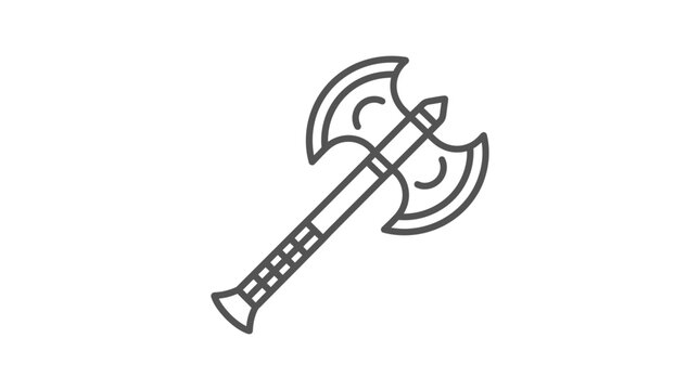 Angled double headed war axe minimalist vector art.