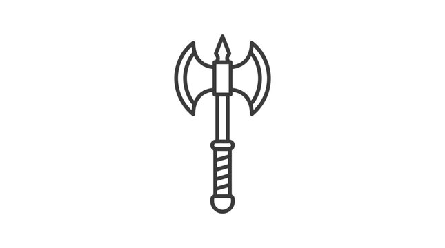Double headed battle axe weapon line art icon.