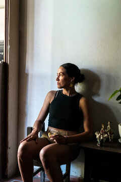 Quiet woman taking a peaceful break