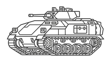 Heavy main battle tank line art illustration © ayuk dina