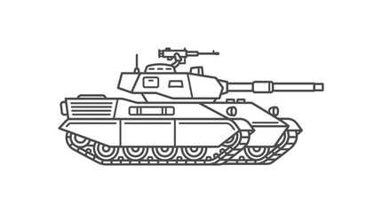 Modern main battle tank side view line art © ayuk dina