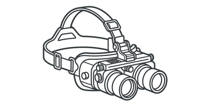 Military night vision device head mount line art.