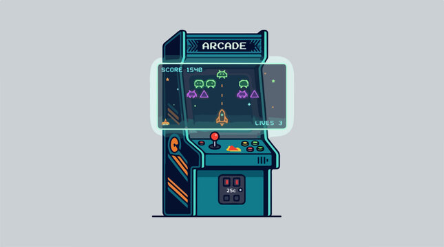 Classic Green Arcade Machine Game.