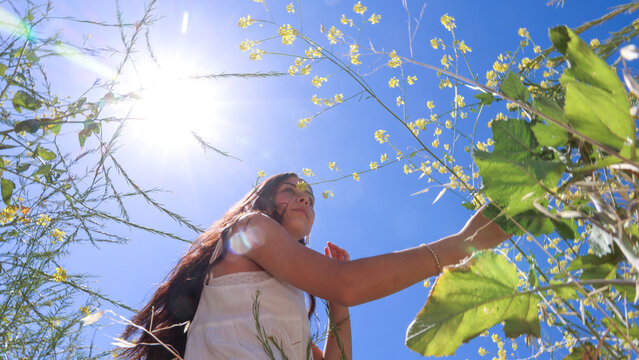 Girl in a Field with Flowers