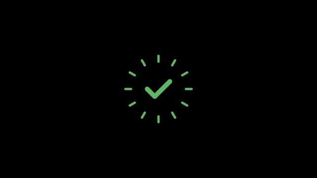 Animated green checkmark with loading ring burst