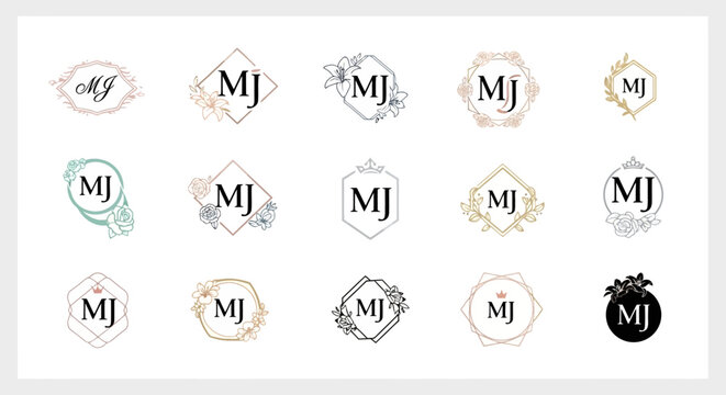 A collection of elegant floral monogram logo designs for professional branding projects