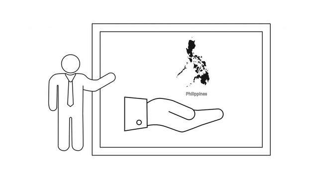 Presentation of Philippines map and helping hand concept.